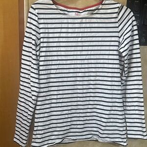 Boden Black and White Striped Top